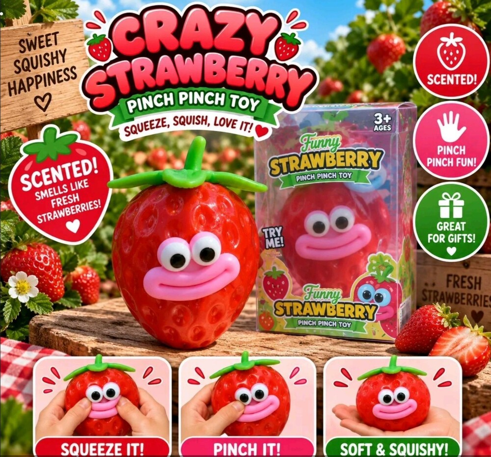 Funny Strawberry Pinch Pinch Toy Soft Scented Squishy Stress Relief
